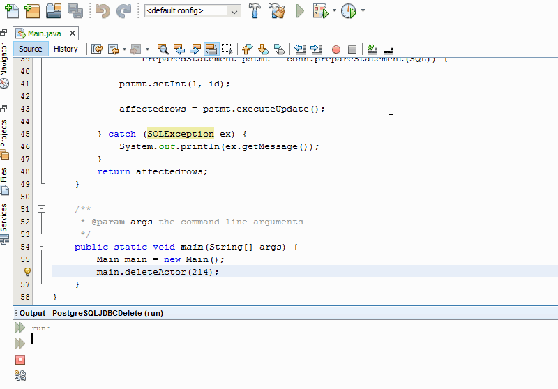 postgresql jdbc delete example