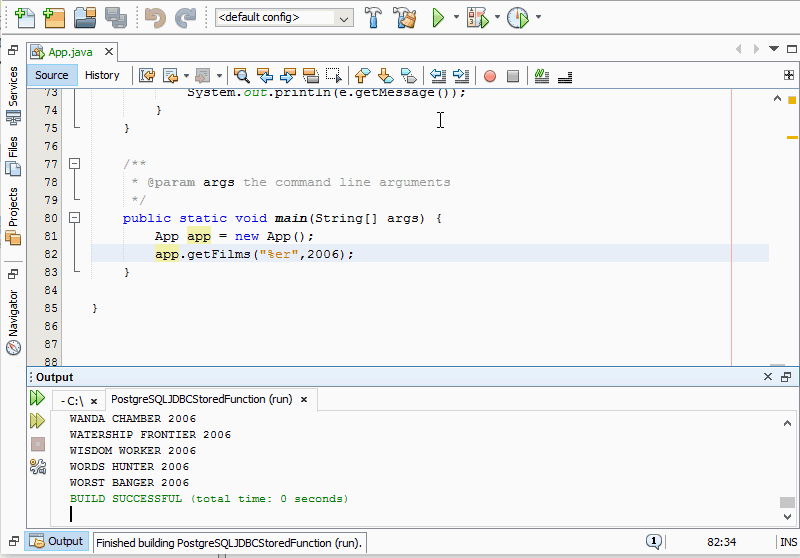 postgresql jdbc stored function