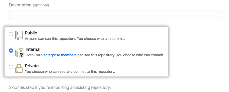 Radio buttons to select private or public status