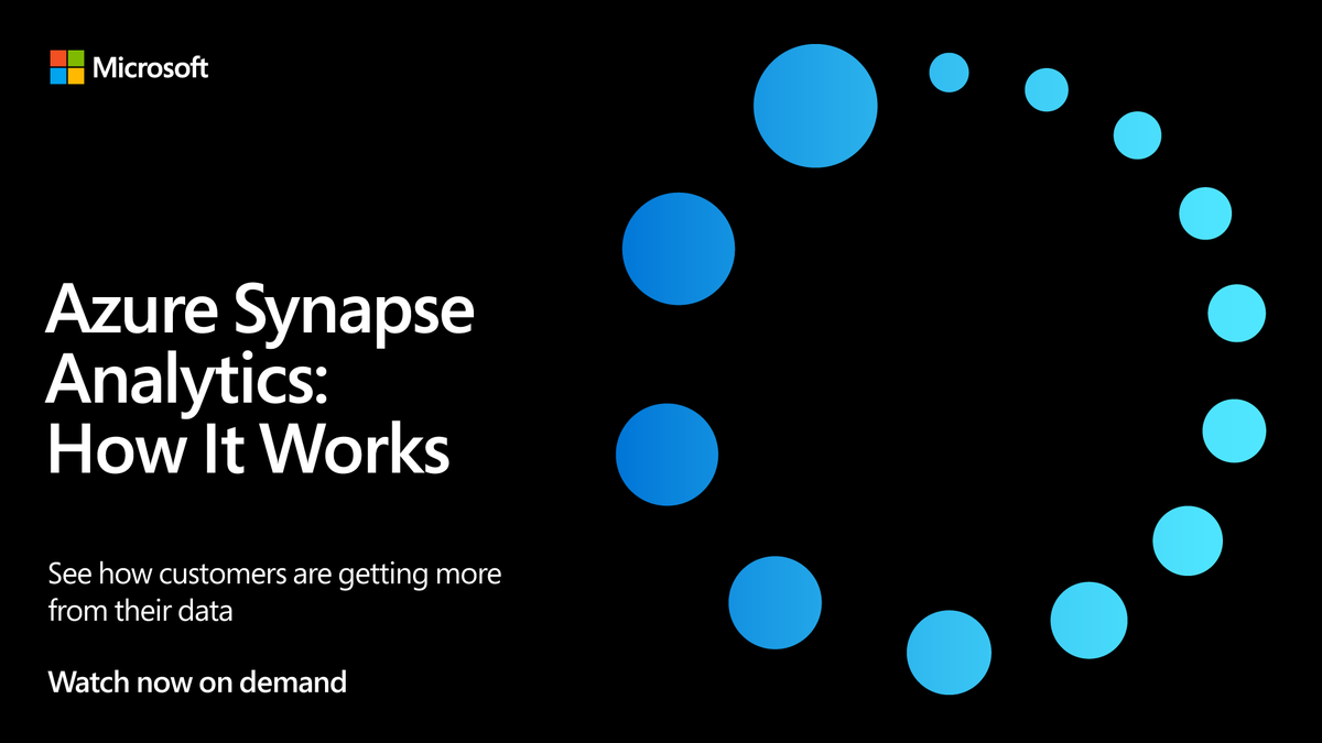 Azure Synapse Analytics: How It Works. See how customers are getting more from their data. Watch now on demand