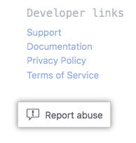 Button to report an app in GitHub Marketplace