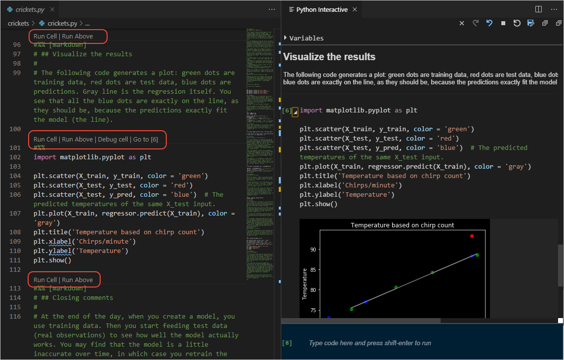 Jupyter notebook running in VS Code and the Python Interactive window