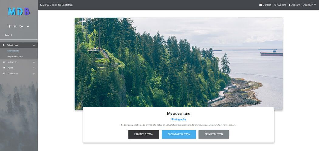Material Design for Bootstrap grey skin