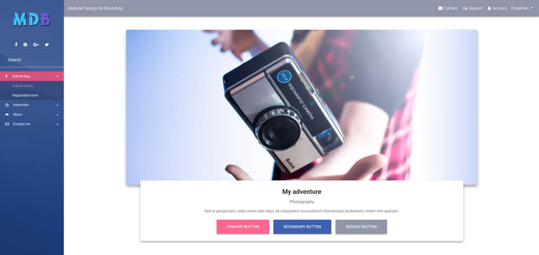 Material Design for Bootstrap indigo skin