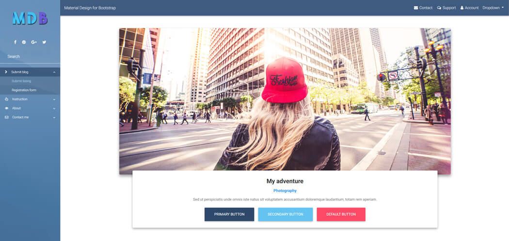 Material Design for Bootstrap light blue skin