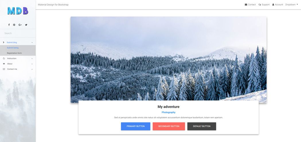 Material Design for Bootstrap white skin