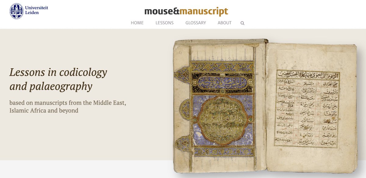 Screenshot of "Mouse&Manuscript" home page showing open arabic book