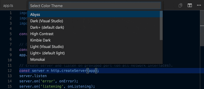 Preview themes from the Command Palette