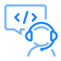 a logo representing a person speaking